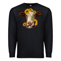 Black hereford cattle sunflowers heifer Premium Sweatshirt - Jasminsmagicworld