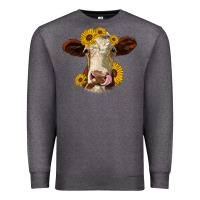 Charcoal Heather hereford cattle sunflowers heifer Premium Sweatshirt - Jasminsmagicworld