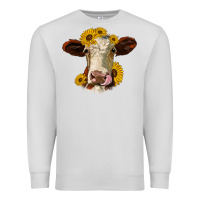 Dove Grey hereford cattle sunflowers heifer Premium Sweatshirt - Jasminsmagicworld