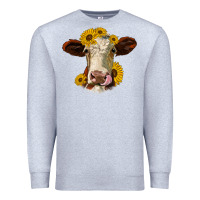 Heather Grey hereford cattle sunflowers heifer Premium Sweatshirt - Jasminsmagicworld