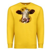 Lemon hereford cattle sunflowers heifer Premium Sweatshirt - Jasminsmagicworld