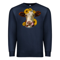 Navy hereford cattle sunflowers heifer Premium Sweatshirt - Jasminsmagicworld