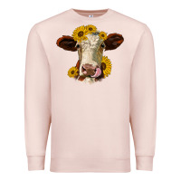 Pale Pink hereford cattle sunflowers heifer Premium Sweatshirt - Jasminsmagicworld