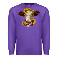 Purple hereford cattle sunflowers heifer Premium Sweatshirt - Jasminsmagicworld