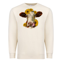 Sandshell hereford cattle sunflowers heifer Premium Sweatshirt - Jasminsmagicworld