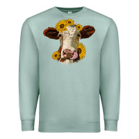 Seafoam hereford cattle sunflowers heifer Premium Sweatshirt - Jasminsmagicworld