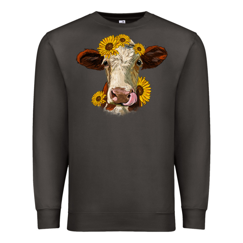 Hereford Cattle Sunflowers Heifer Premium Sweatshirt by Jasminsmagicworld | Teevron