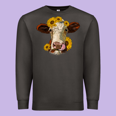 Hereford Cattle Sunflowers Heifer Premium Sweatshirt Designed By Jasminsmagicworld