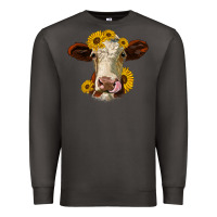 Smoke hereford cattle sunflowers heifer Premium Sweatshirt - Jasminsmagicworld