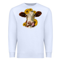White hereford cattle sunflowers heifer Premium Sweatshirt - Jasminsmagicworld