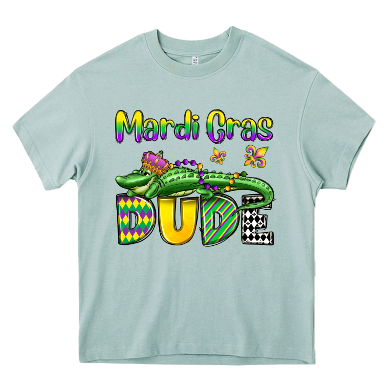 Mardi Gras Dude Alligator Olivia Heavy Core Tee by OliviaCreatesArt | Teevron