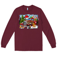 Burgundy Christmas truck Long Sleeve Tee - CowhideDigitalArt