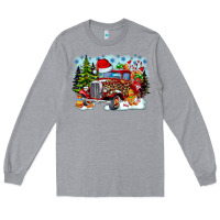 Heather Grey Christmas truck Long Sleeve Tee - CowhideDigitalArt