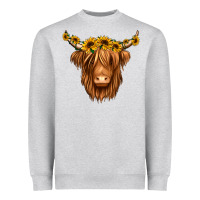 Sunflower Headband Highland Cow Heavyweight Sweatshirt | Teevron