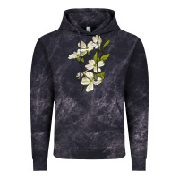 Cloud Black American Dogwood Flower Illustrations Vintage Hoodie - LillyAllenDesigns
