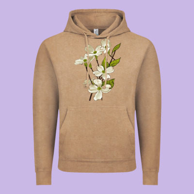 American Dogwood Flower Illustrations Vintage Hoodie Designed By Lillyallendesigns