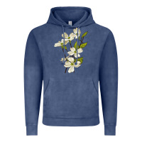 Vintage Denim American Dogwood Flower Illustrations Vintage Hoodie - LillyAllenDesigns