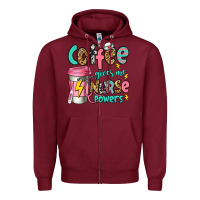 Burgundy coffee gives me nurse powers Zipper Hoodie - Jasminsmagicworld