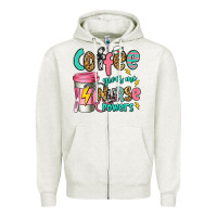 Oatmeal Heather coffee gives me nurse powers Zipper Hoodie - Jasminsmagicworld