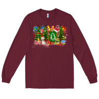 Burgundy Christmas teacher Long Sleeve Tee - CowhideDigitalArt