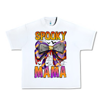 White Spooky Mama Urban Heavy Tee - CowhideDigitalArt