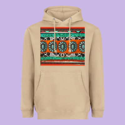 Turquoise Gemstone Western Heavyweight Hoodie Designed By Jasminsmagicworld