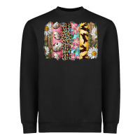 Black Easter Brushstroke With Quail Eggs Daisy And Bunny Heavyweight Sweatshirt - RanaPortraitStore