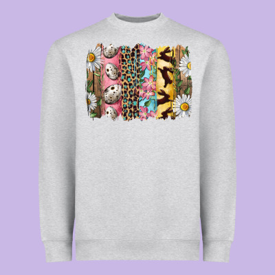 Easter Brushstroke With Quail Eggs Daisy And Bunny Heavyweight Sweatshirt Designed By Ranaportraitstore