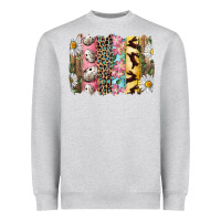 Heather Grey Easter Brushstroke With Quail Eggs Daisy And Bunny Heavyweight Sweatshirt - RanaPortraitStore