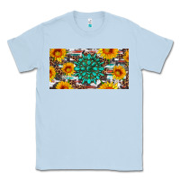 Dusty Blue gemtone and sunflowers license plate Classic Tee - Artiststas