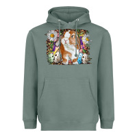 Sage Easter Bunny With Quail Eggs And Daisy Heavyweight Hoodie - RanaPortraitStore
