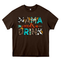 Chocolate Brown mama needs a drink Heavy Core Tee - OliviaCreatesArt
