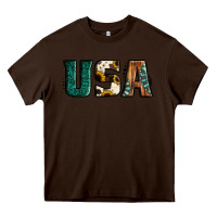 Chocolate Brown usa basic bold font western Heavy Core Tee - Jasminsmagicworld
