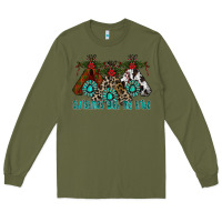 Army Green Christmas With Tribe Long Sleeve Tee - CowhideDigitalArt
