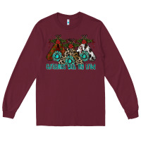 Burgundy Christmas With Tribe Long Sleeve Tee - CowhideDigitalArt