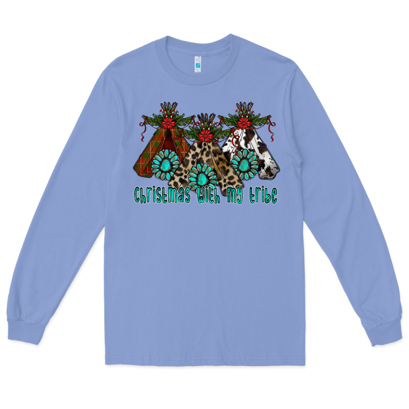 Christmas With Tribe Long Sleeve Tee by CowhideDigitalArt | Teevron