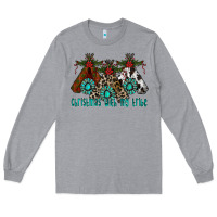 Heather Grey Christmas With Tribe Long Sleeve Tee - CowhideDigitalArt