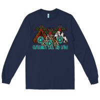 Navy Christmas With Tribe Long Sleeve Tee - CowhideDigitalArt