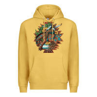 Antique Gold bucking bronco aztec shape background Premium Hoodie - Artiststas