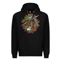 Black bucking bronco aztec shape background Premium Hoodie - Artiststas