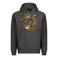 Charcoal Heather bucking bronco aztec shape background Premium Hoodie - Artiststas