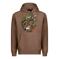 Chestnut bucking bronco aztec shape background Premium Hoodie - Artiststas