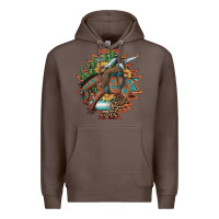Coffee bucking bronco aztec shape background Premium Hoodie - Artiststas