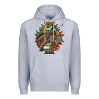 Heather Grey bucking bronco aztec shape background Premium Hoodie - Artiststas