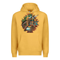 Mustard bucking bronco aztec shape background Premium Hoodie - Artiststas