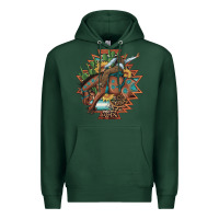 Sports Green bucking bronco aztec shape background Premium Hoodie - Artiststas