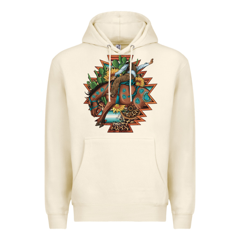 Bucking Bronco Aztec Shape Background Premium Hoodie by Artiststas | Teevron