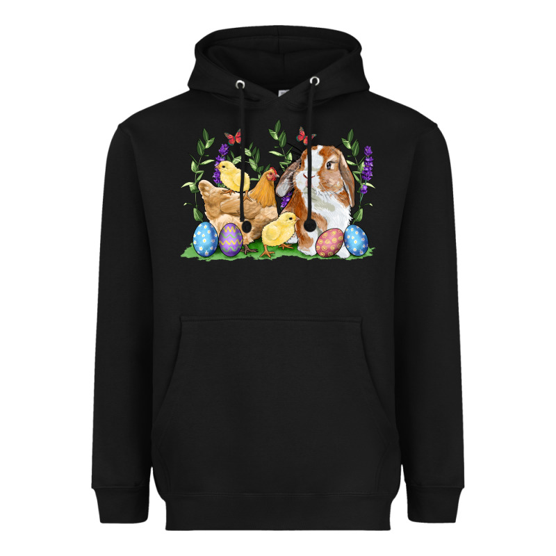 Easter Bunny And Chicks With Floral Heavyweight Hoodie by RanaPortraitStore | Teevron