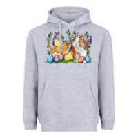 Heather Grey Easter bunny and chicks with floral Heavyweight Hoodie - RanaPortraitStore