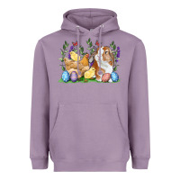 Lavender Easter bunny and chicks with floral Heavyweight Hoodie - RanaPortraitStore